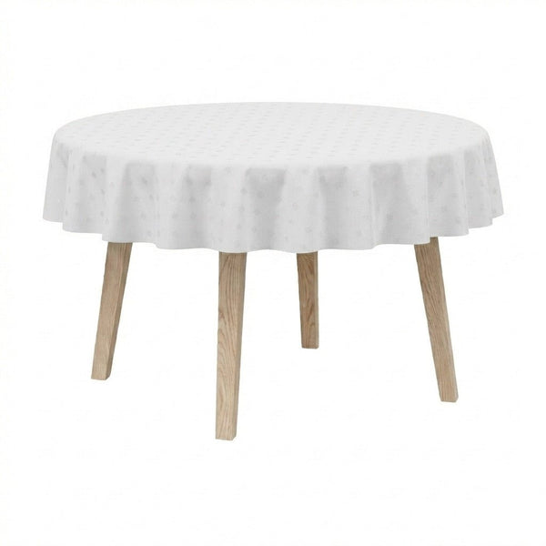 Rund dug i egyptisk damask - White - D1050'